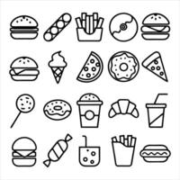 Snack Attack Outline Set vector