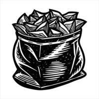 Opened pack of Potato chips isolated. vector