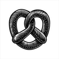 Handdrawn pretzel with salt grains and twisted shape . vector