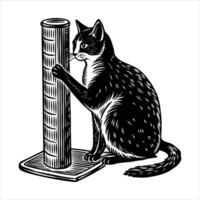 siamese cat scratching a post side view vector