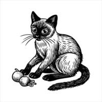 The cat is playing with a toy . Occupation of Pets.. vector
