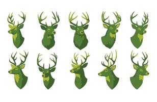 Deer Head Outlines for DIY Cutting Machines vector