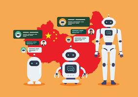 Android Robots Artificial intelligence chat bot by China vector