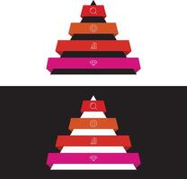 3D Pyramid Chart Infographic Design for Business Analytics - Profit Analysis, Revenue Reports, Research, and Custom Icons vector