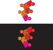 Colorful Puzzle Infographic with Business Icons for Presentation Templates vector
