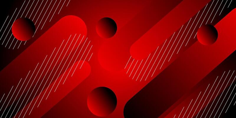 Abstract red and black gradient illustration background with simple red rectangle pattern and circles with 3D look. Dynamic background design. Eps10