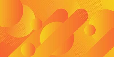 Dynamic abstract orange and yellow circle gradient illustration on geometric background with simple circle pattern and curved rectangles. Cool and bright design. Eps10 vector