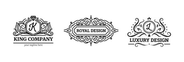 Set of monochrome labels with luxury design art vector