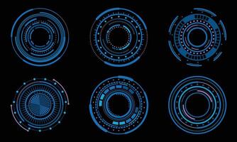 Collection of circle futuristic technology frame vector