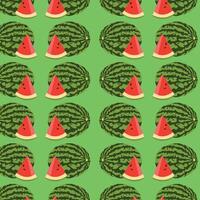 pattern with watermelons on a green background. vector