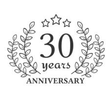Anniversary emblem with hand drawn laurel wreath vector
