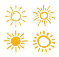 Four hand drawn suns on white background vector