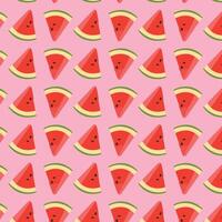 pattern with watermelon slices on a pink background. vector