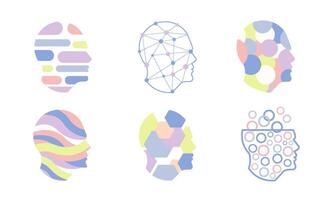 Light Bulbs with Geometric Elements Set, Label, Badges Design, Modern Digital Technology, Creative Idea, Illustration vector
