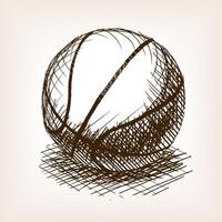 Basketball sketch style illustration. Old engraving imitation. Basketball ball hand drawn sketch imitation. vector