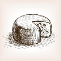 Cheese sketch style illustration. Old engraving imitation. Cheese hand drawn sketch imitation vector
