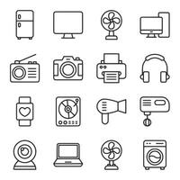 A collection of icons for various electronic devices and appliances vector