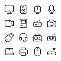 A set of icons for various electronic devices and accessories vector