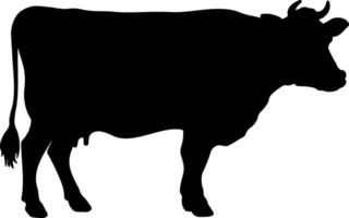 black silhouette or stencil of a cow without background vector