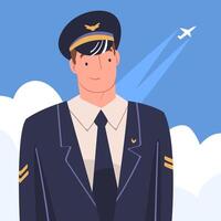 Man Aircraft Pilot or Aviator in Cap and Uniform Illustration vector