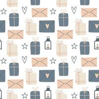 Cute Christmas Seamless Pattern - Textile Design - Fabrics - Wrapping Paper - Holiday Objects Flat Style Elements Seasons Greetings vector