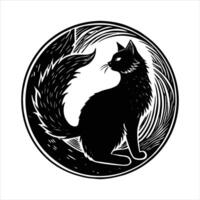 Relaxing and calm cat on the window vector