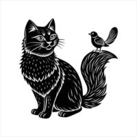 cat sitting on a branch art vector