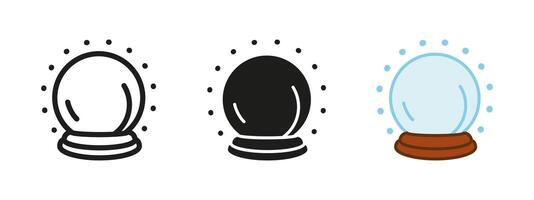 Fortune ball icon. Magical prediction symbol. Crystal magic orb illustration. Fortune teller sphere symbol. Esoteric divination oracle sign. Future telling shiny fantasy ball pictogram isolated vector