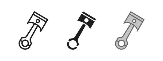 Piston icon. Car piston illustration. Vehicle part symbol. Mechanical element sign. Automobile repair service pictogram. Mechanical rotor isolated outline, line, black and colored concept. vector