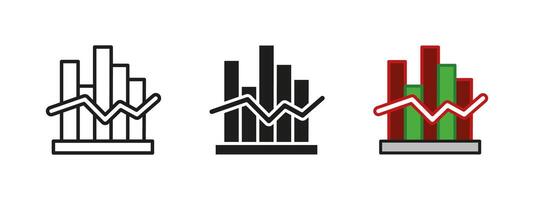 Financial chart trend icon. Stock and market statistic. Negative flowchart analysis dashboard. Descending timeline. Finance loss. Flowchart symbol. Infographic sign. Progress graph. Reduce diagram. vector