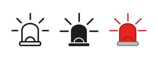 Emergency lamp icon. Alarm signal symbol. Alert flasher illustration. Beacon siren sign. Attention bulb. Warning, caution and urgency pictogram. Red SOS glowing lamp concept isolated. vector