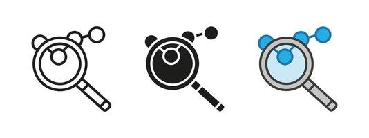 Data analysis icon. Magnifying glass review symbol. Statistics research and audit sign. Monitoring, optimization and analytics illustration. Market chart with magnifier pictogram. Graphic gap. vector