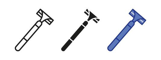 Disposable razor icon. Plastic shaving razor illustration. Shave symbol. Groom sign. Handle shaver pictogram. Personal hygiene concept isolated outline, line, black and colored. vector
