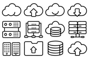 Cloud Infrastructure Linear Icons vector
