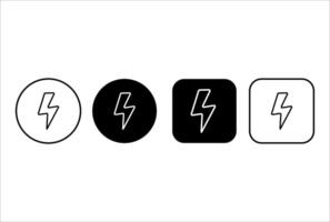 Flash lightning bolt icon buttons set. Flash icon. Editable stroke vector
