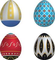A set of colorful Easter eggs with festive design vector