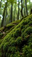 A close up of a moss covered forest photo