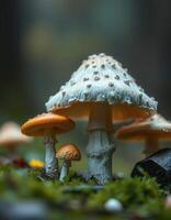 A group of mushrooms in the forest photo