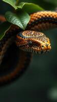 A close up of a snake on a branch photo