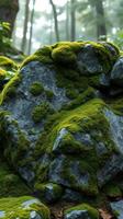 A rock covered in moss photo