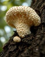 A mushroom growing on a tree photo