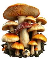 A group of mushrooms on a white background photo