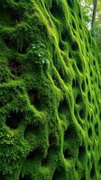A moss covered wall in the woods photo