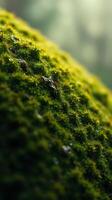 A close up of a moss covered rock photo