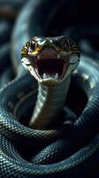 A snake with its mouth open and its mouth open photo