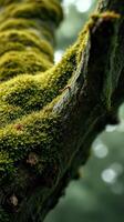 A close up of moss on a tree branch photo