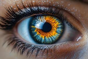Vibrant Human Eye Close-Up with Intricate Iris Patterns for Science and Art photo