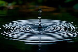 Tranquil Water Droplet Splash with Rippling Waves in Nature photo