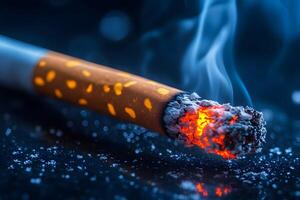 Macro Photography of a Burning Cigarette with Glowing Embers photo