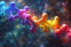 Colorful Molecular Structure in Space - Science and Innovation Design Concept photo